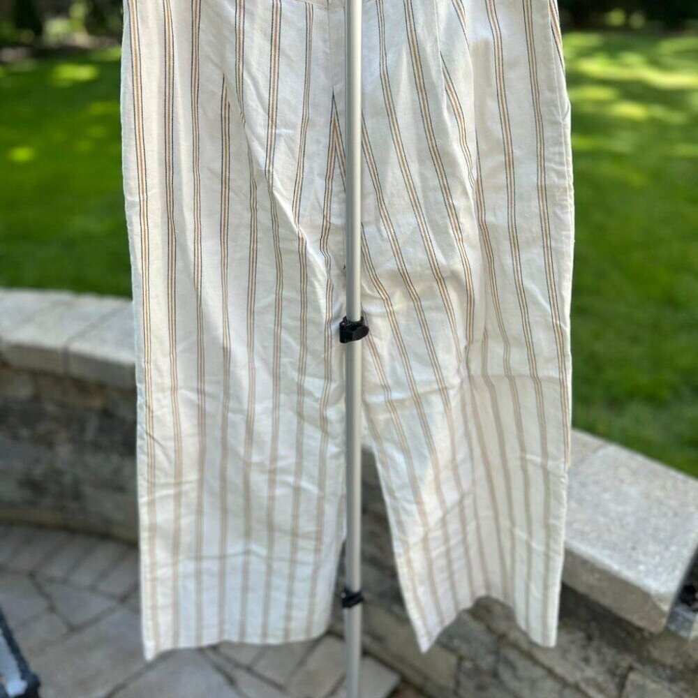 NWOT J.O.A  Linen Blend Wide-Leg Striped Culottes L - Picture 3 of 13